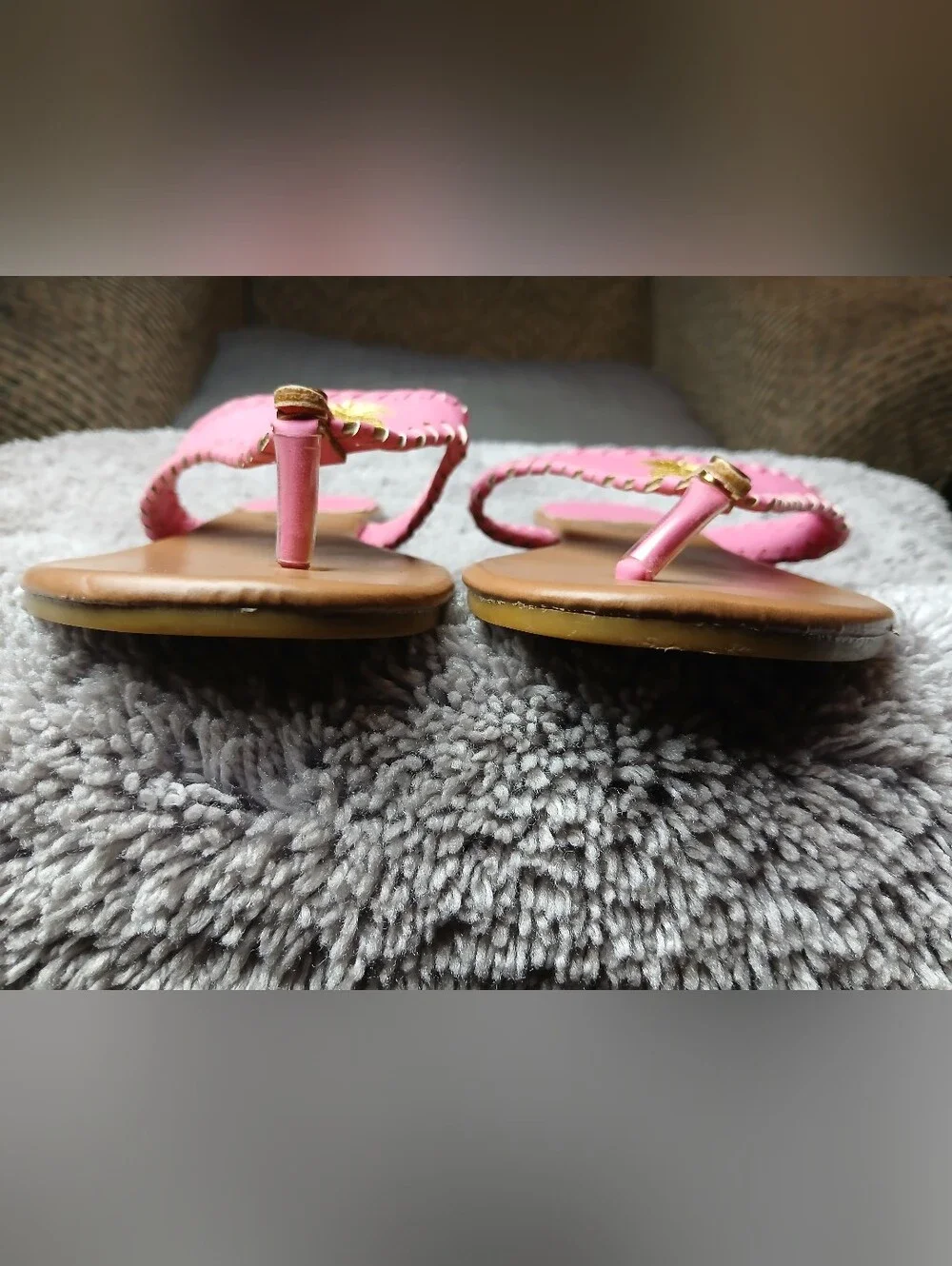Simply Southern Pink Pineapple Whipstitch Sandals Size 7 Thong Sandals